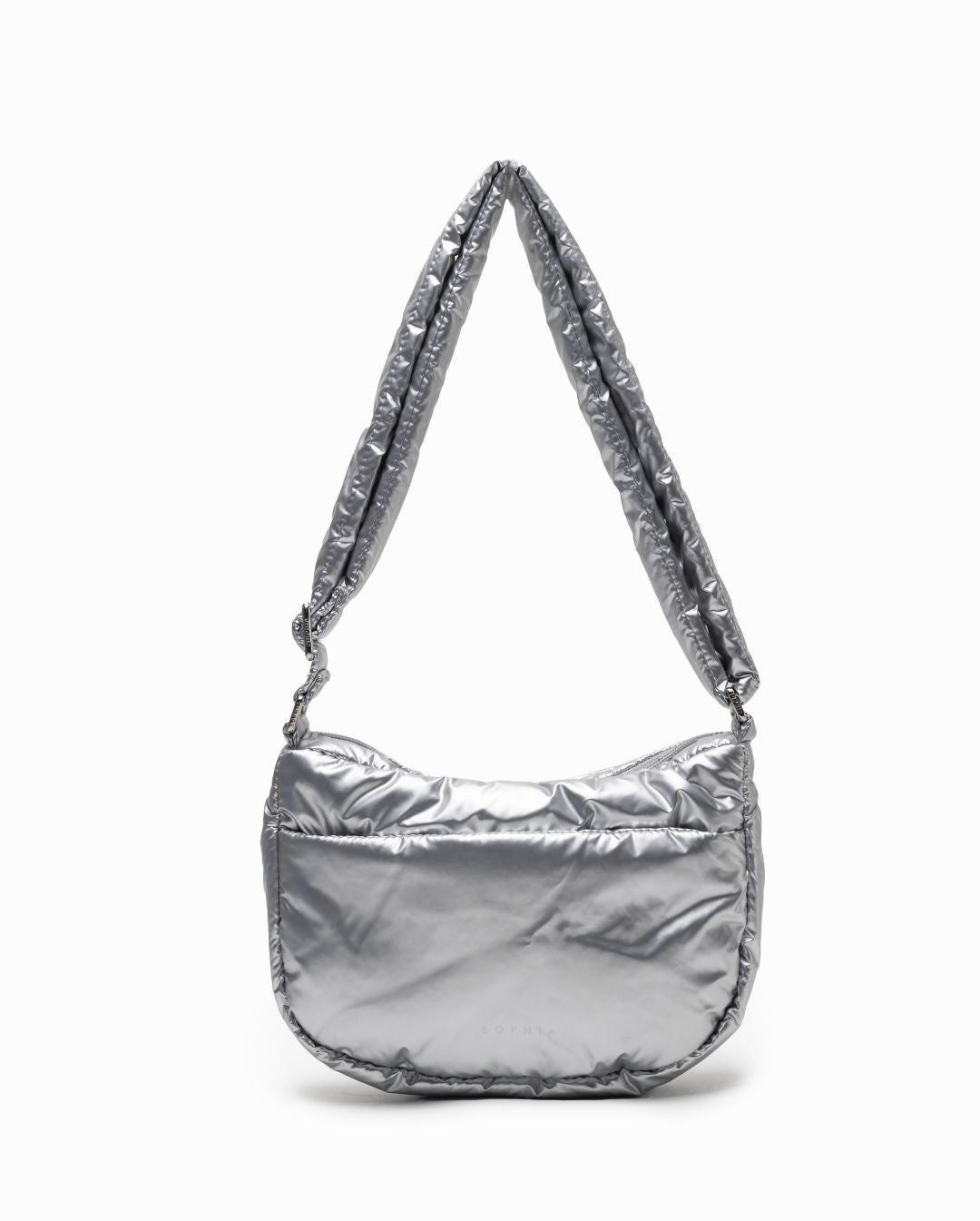 MINI GLAM PUFFY CROSSBODY BAG IN CHROME