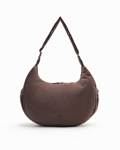 L COSY LUXE CRESCENT BAG IN PECAN